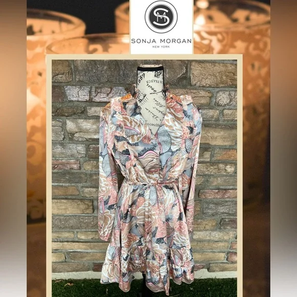 Sonja by Sonja Morgan Mystical Floral tie Ruffle Dress Size S - Picture 5 of 15